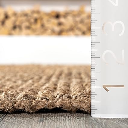Hand Woven Natural Fiber Reversible High Traffic Resistant 100% Jute Burlap Braided Table Runner Area Rug 60 Inches Long Hand Crafted Rustic Vintage Dining (Natural Jute, 14" X 60" Inch)