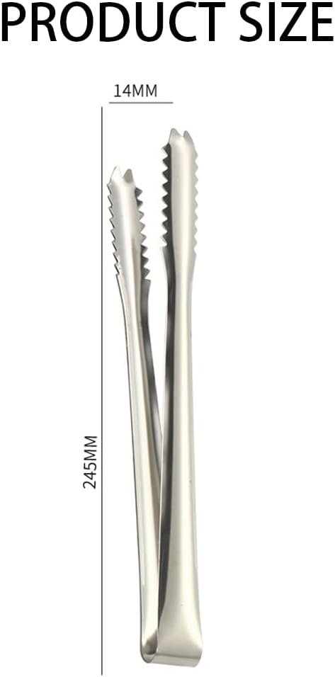 2 Pcs 304 Stainless Steel Ice Tongs, 8 inches Ice Tube Tongs for Ice Bucket Ice Sugar Cubes Coffee Bar Food Serving etc