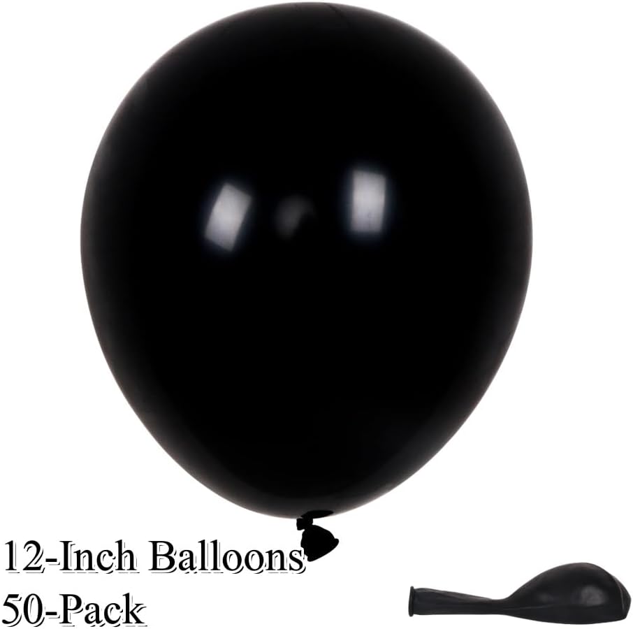 50 Pack 12 Inch Pumpkin Orange and Black Latex Balloons (25 + 25), Halloween Decorations, Trunk‑or‑Treat Balloon Arch Kit, Haunted House Party Supplies, Porch Décor, Photo Backdrop