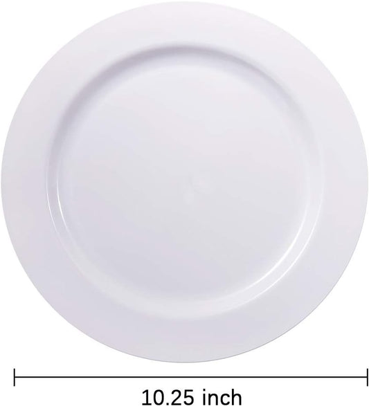 bUCLA 100PCS White Plastic Plates-10.25inch Disposable Dinner Plates-Premium Party&Wedding Plates