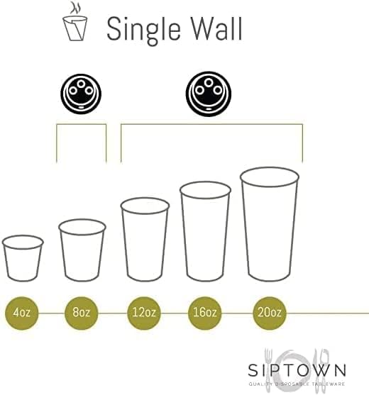 Siptown 8 oz 1000 Bulk Pack Disposable Paper Cups for Hot Drinks, Coffee, & Tea | Made in USA (8 oz - 1000 count)