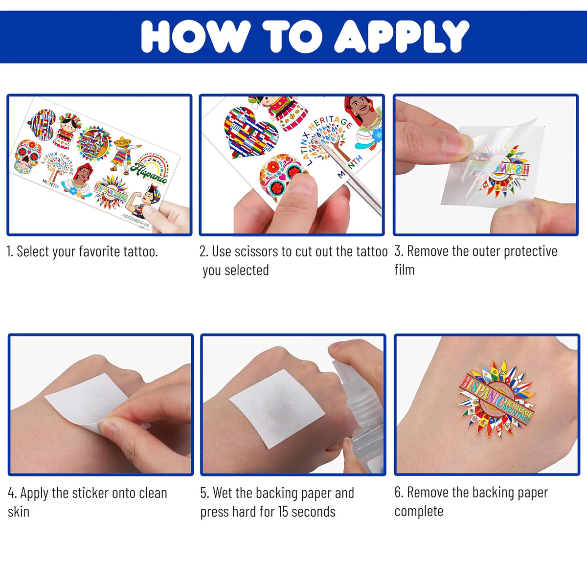 96-Piece Hispanic Heritage Month Temporary Tattoos