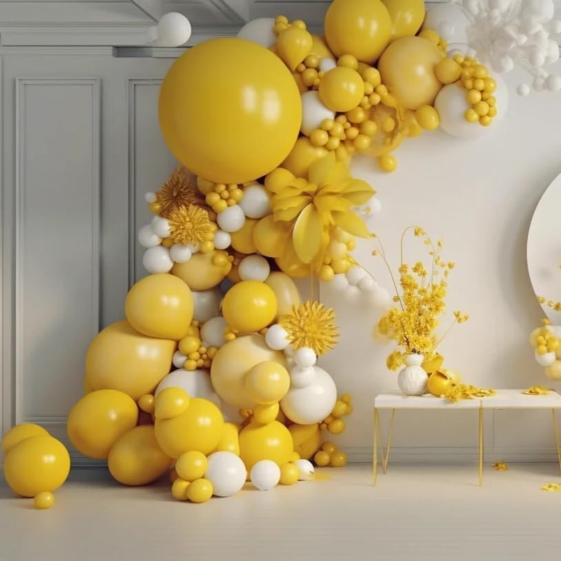 AZOWA 24 Inch Yellow Balloons 16-Count Large Latex Round Balloons for Party Wedding Birthday Baby Shower Decoration (Yellow, 16 Pcs)