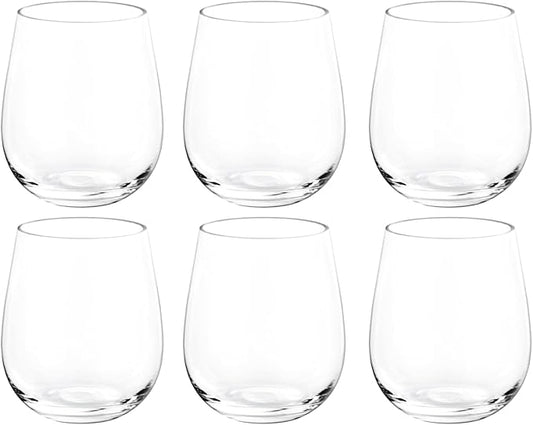 KOXIN-KARLU Classic 18-ounce Acrylic Stemless Wine Glasses, Unbreakable Mixed Drinkware Plastic Tumbler, set of 6 Clear