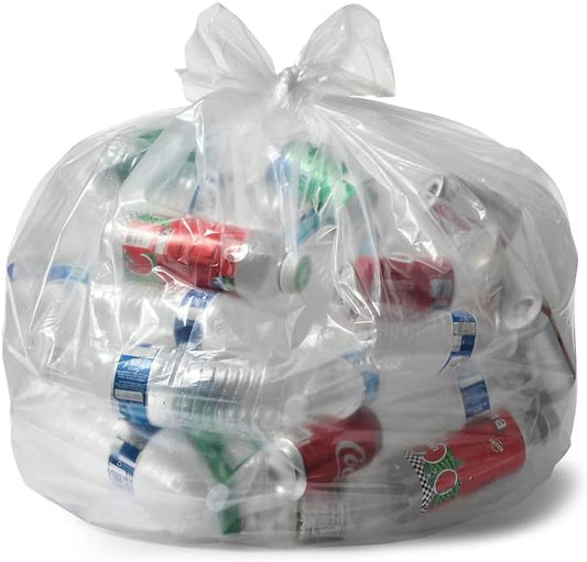 Aluf Plastics Heavy Duty 55 Gallon Transparent Trash Bags - (Value 50 Pack) - 1.5 MIL equivalent Industrial Strength Plastic 35" x 55" Fits Toter, Rubbermaid Brute, Carlislie Bronco etc.