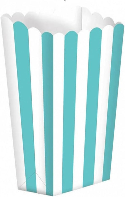24pcs Striped Paper Popcorn Boxes for Party Favor Supplies (Blue)