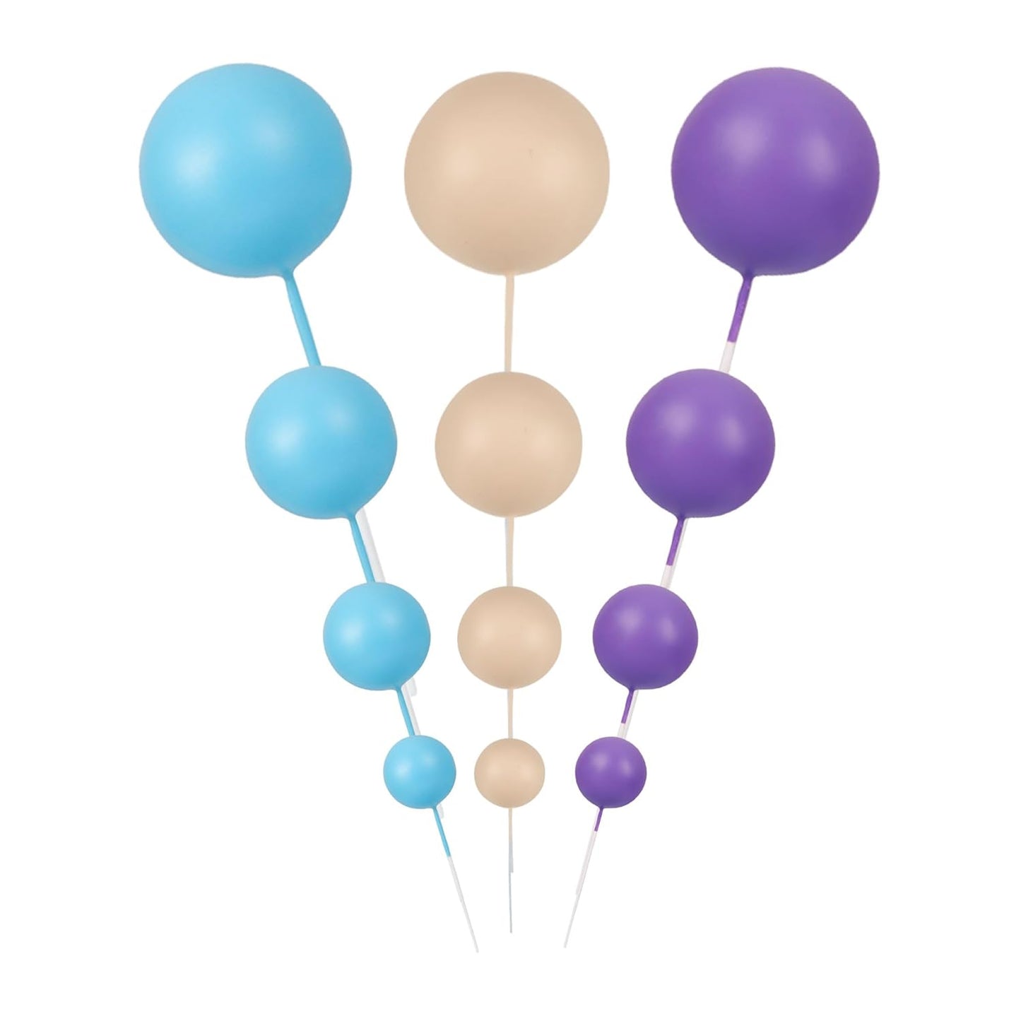 Gyufise 30Pcs Balls Cake Toppers - Ball Shaped Cupcake Toppers & Mini Balloons Cake Decorations for Baby Shower & Birthday Party Supplies - Khaki, Purple, Deep Blue
