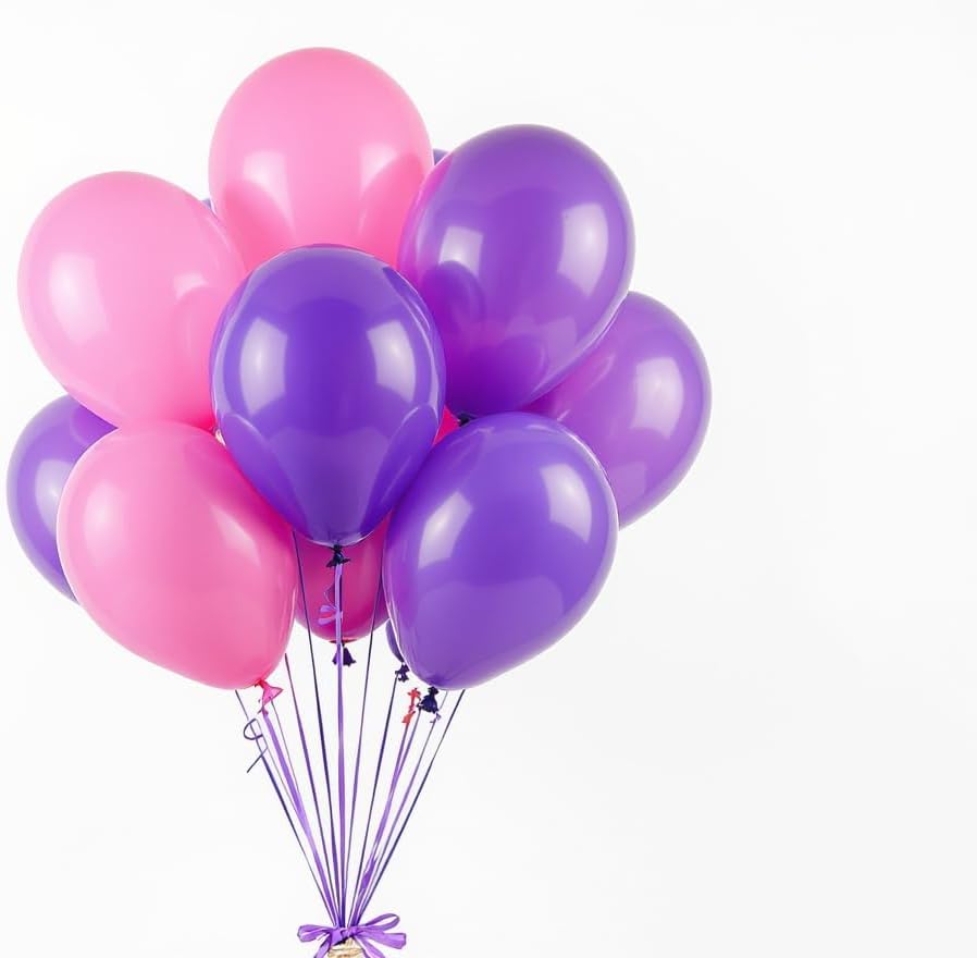 50 Pack 12 Inch Pink and Purple Latex Balloons (25 + 25), Girl Birthday Party Decorations, Princess/Unicorn Balloon Arch Kit, Sleepover & Sweet 16 Party Supplies, Photo Booth Backdrop