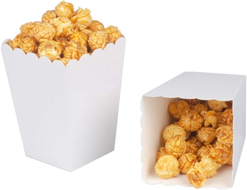 We Moment White Popcorn Boxes Cardboard Container For Party Supplies,Pack of 36
