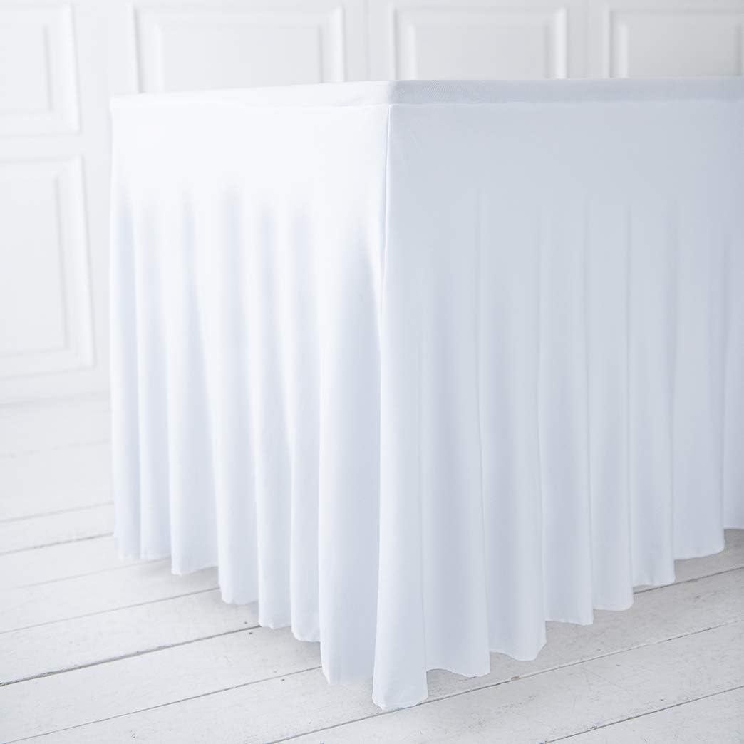 Your Magic Moment White Table Cloth Set of 4 for Rectangle Table Cover for 6 Foot Tables White Cover 6ft Spandex Table Covers 6ft Table Skirts for Rectangle Table
