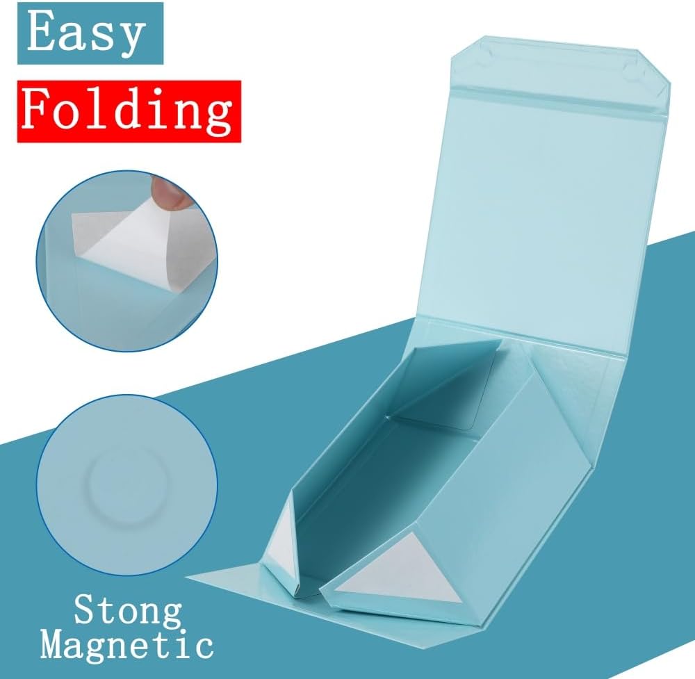 6 Pcs Blue Gift Boxes Large 13x11x5.3 Inch Magnetic Gift Boxes with Crinkle Paper for Presents