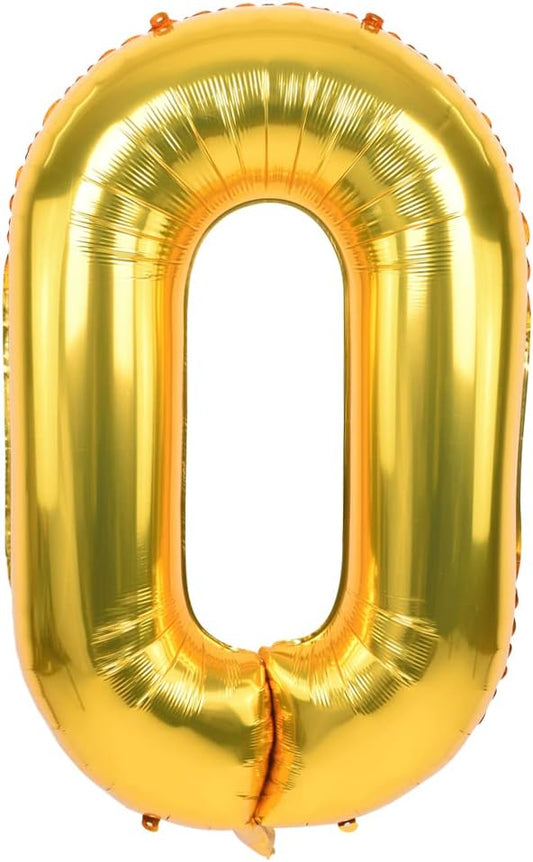 TONIFUL 40 Inch Gold Large Numbers Balloon 0-9 Birthday Party Decorations,Foil Mylar Big Number Balloon Digital 0 for Birthday Party,Wedding, Bridal Shower Engagement Photo Shoot, Anniversary