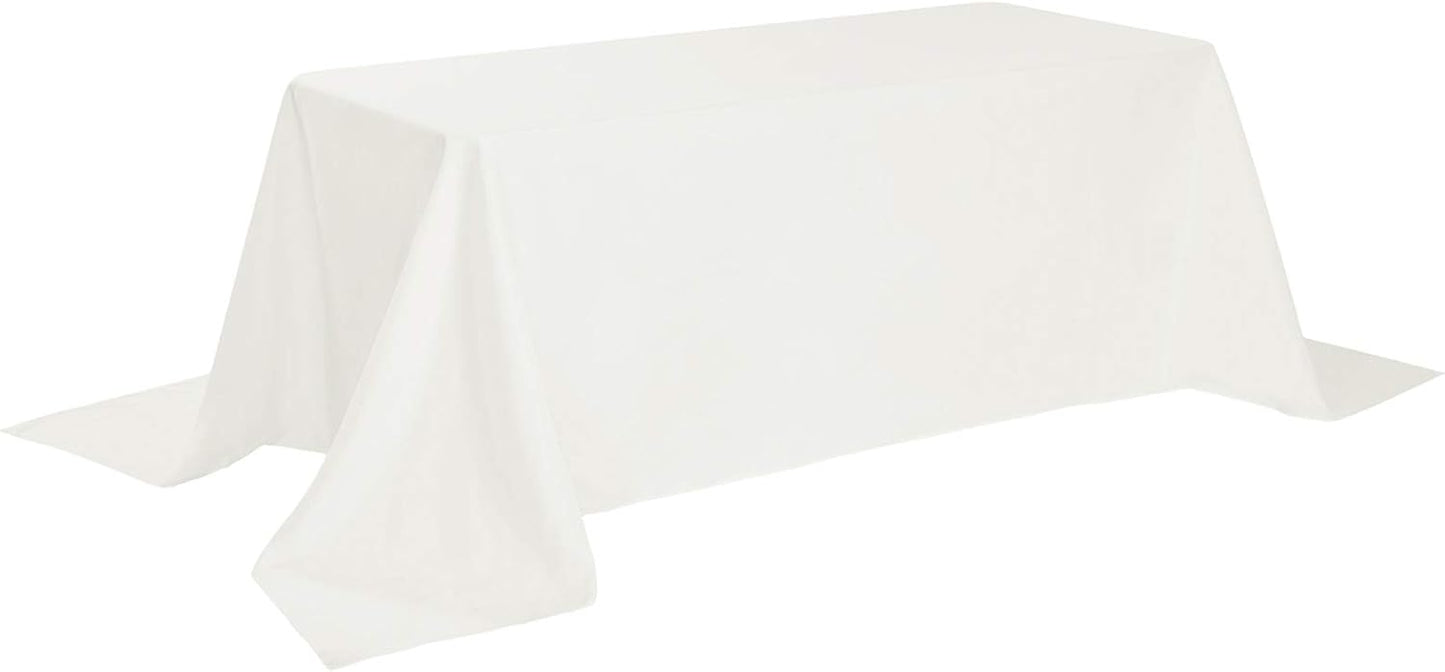 Cupuamon Rectangle Tablecloth 90x156 inch Washable Polyester Fabric Table Cloth for Wedding Party Dining Banquet Decoration（90x156, Ivory）