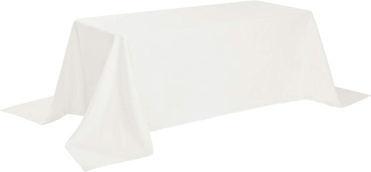 Rectangle Tablecloth 90x132 inch Washable Polyester Fabric Table Cloth for Wedding Party Dining Banquet Decoration（90x132, Ivory）