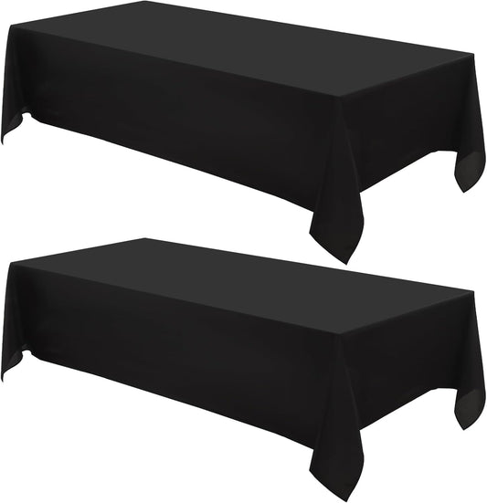 Rectangle Tablecloths 60x120 Inch 2 Pack Black Tablecloth Washable Decorative Linen Polyester Table Cloths for Dining Table Banquets Buffet Parties and Wedding