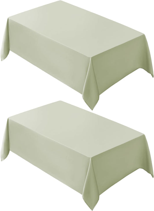 VidaFete Tablecloth 2 Pack 90*132inch Rectangle Table Cloth Polyester, Stain Wrinkle Resistant Polyester Dining Table Cover for Kitchen Dinning Party Wedding Rectangular Buffet Decoration(Sagegreen)