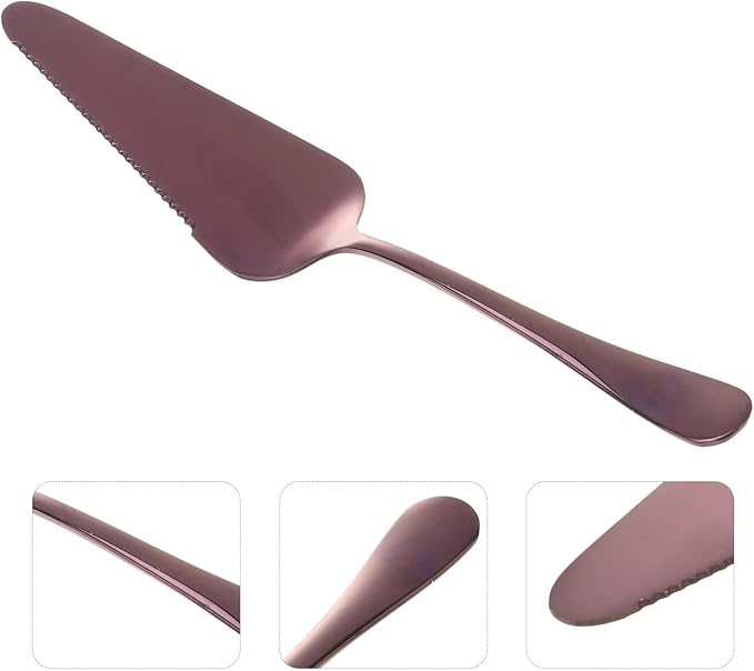 Generic Serrated Edge Stainless Steel Cake Server, Mirror Finish Baking Shovel, Ergonomic Cake Cutter Spatula, Dessert Pastry Slicer, Easy Wash Pie Shovel (Purple)