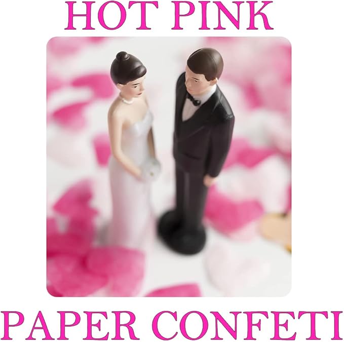 1 inch Hot Pink Tissue Paaper Heart Confetti 4000 Pieces Biodegradable Confetti Paper for Wedding Party Balloon or Table Decor