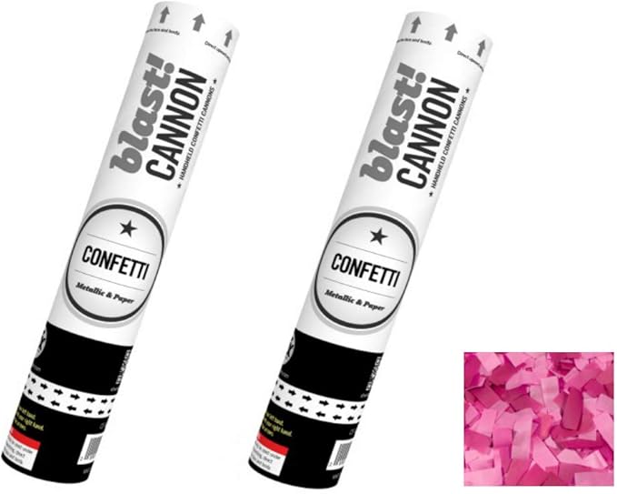 Gender Reveal Cannon Confetti Popper - Twin Pack (2pcs), Two Confetti Shooters for Baby Reveal Party (Pink)