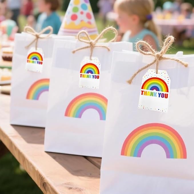 ASYEHJNR 100Pcs Rainbow Heart Gift Tags with String Large Thank You Gift Tags Presents with 65 FT Jute Twine Personalized Tags for Wedding Baby Shower Birthdays Party Gift Wrap Tags