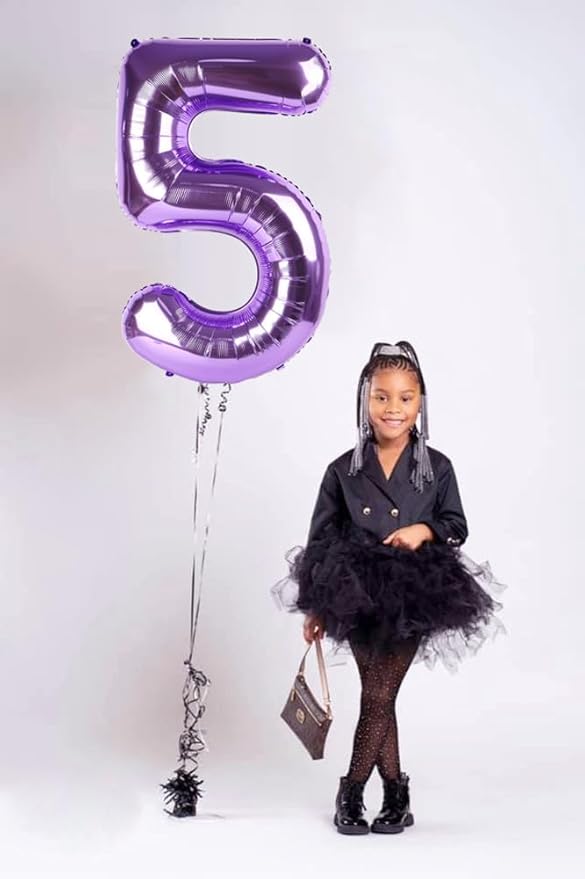 Balloon Numbers 40 Inch 5 Ballon for 5th Birthday Decorations, 15 25 35 50 Big Purple Number Balloons for Wedding Photo Shoot Party Decor