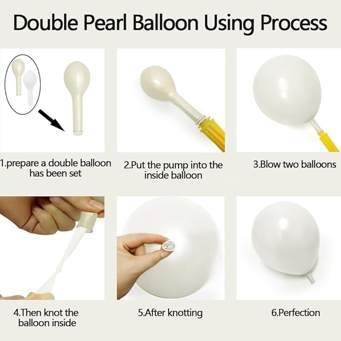 Pearl White Balloons Double Stuffed Latex Pastel White Balloon Garland Different Sizes 18/12/5in Cream Balloon Arch Kit for Wedding Bridal Valentine Mother's Day Frozen Birthday Party Decorations
