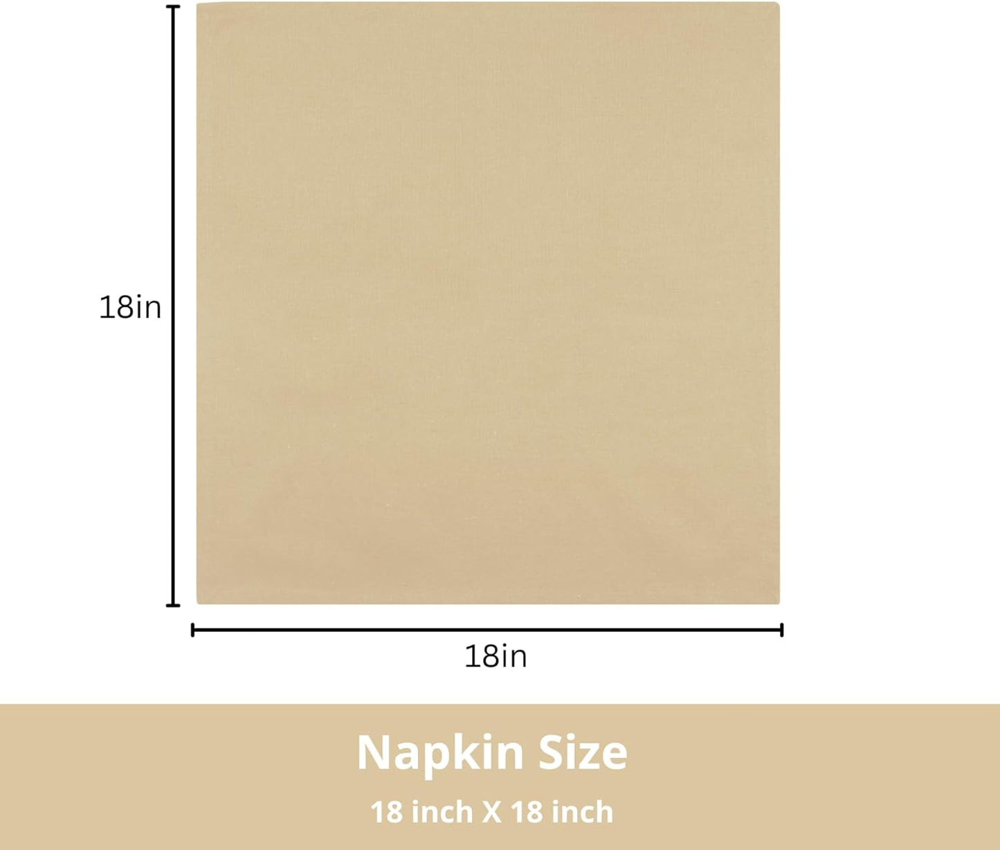 PurpleEssences Set of 6 Cloth Dinner Napkins 100% Cotton 18x18 Inch - Soft Durable Washable - Ideal for Farmhouse Party Fall Thanksgiving - Perfect Everyday Use Table Linen - Beige