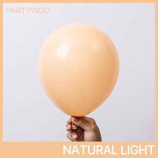 PartyWoo Nude Balloons 101 pcs 12 Inch Beige Apricot Latex Neutral Latex Helium Balloons for Thanksgiving Graduation Baby Shower Gender Reveal Boho Theme Birthday Party Decorations Apricot-F05