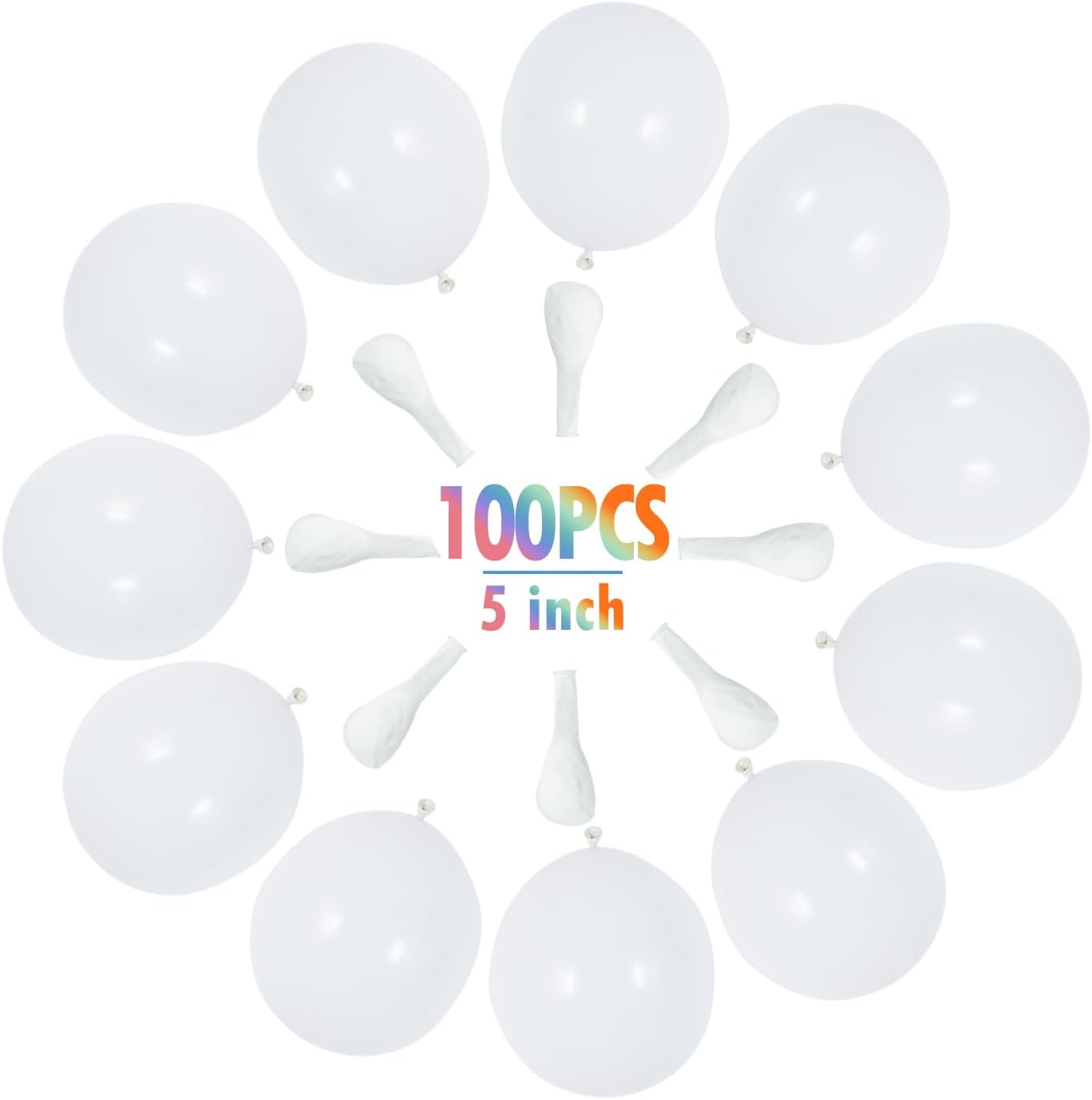 BEISHIDA 100Pcs 5 Inch Pastel White Balloons Mini Thicken Light Macaron White Latex Balloon for Birthday Wedding Reception Bridal Shower Party Decorations Supplies
