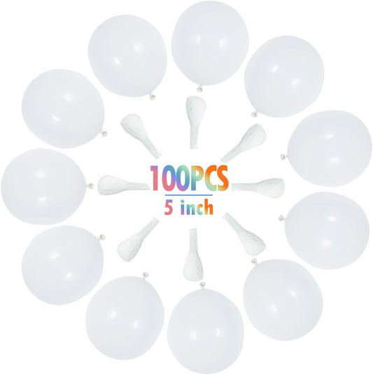 BEISHIDA 100Pcs 5 Inch Pastel White Balloons Mini Thicken Light Macaron White Latex Balloon for Birthday Wedding Reception Bridal Shower Party Decorations Supplies