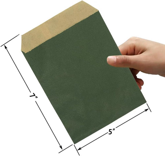 AZOWA Dark Green Candy Buffet Bags 5 x 7 In Small Paper Treat Bags 100 Pieces