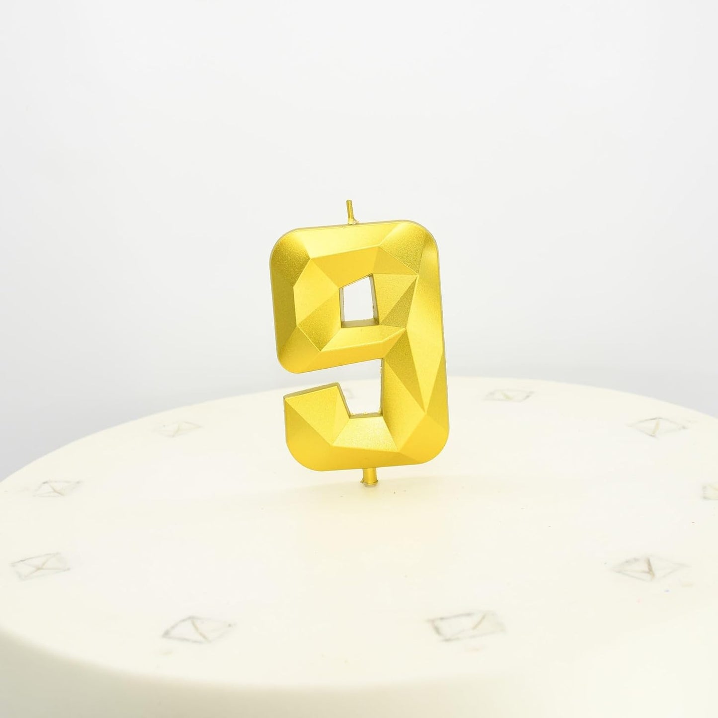 DERVENTA Large Birthday Candle Number 3D Gold 3.7 inch Party Celebration Anniversary Decoration Cake Topper 1 Piece (Number 9 Gold)