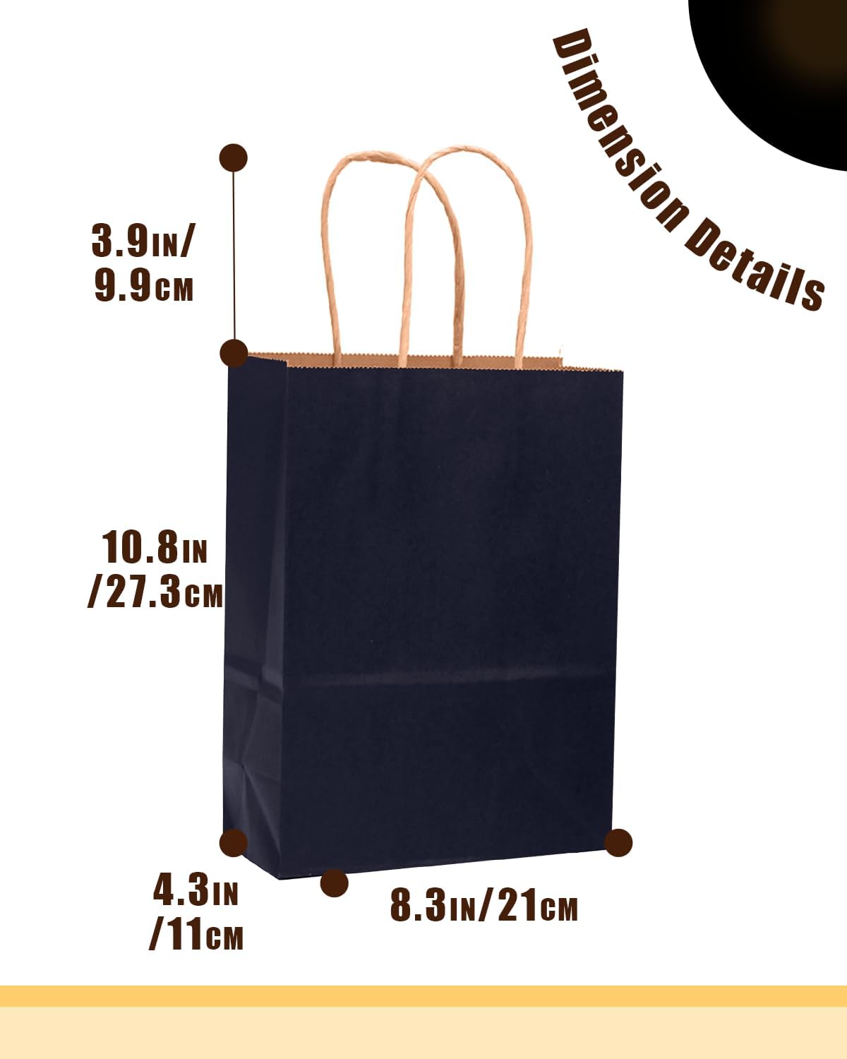 qiqee 100PCS Gift Bag with Handles Bulk Navy Blue Paper Bags Multiple Uses (11"x5"x8" Medium Size)