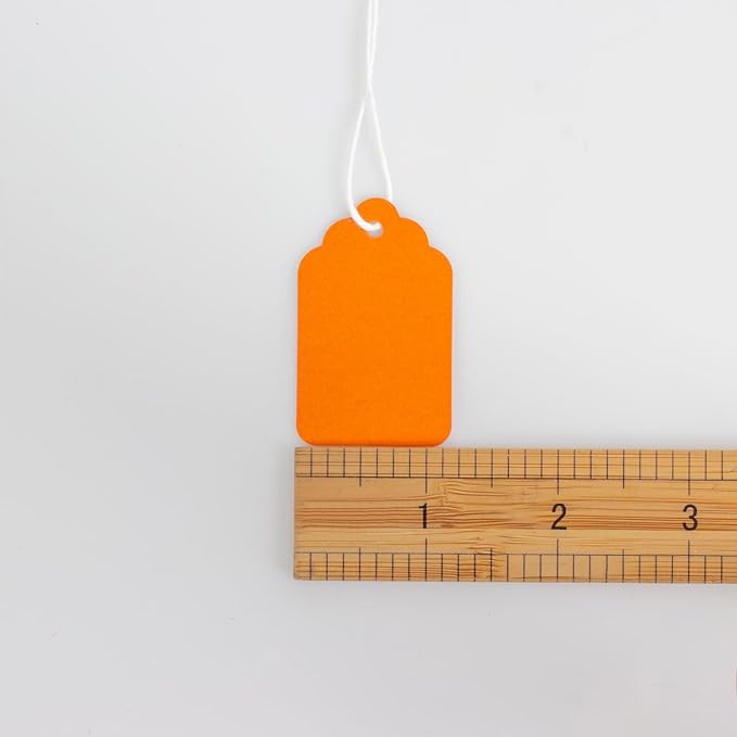 Price Tags with String Attached, Pack of 500 Blank Labeling Writable Tags for Product Jewelry Clothing Arts & Crafts DIY Gift Decorations(1.18"x1.18", Orange)