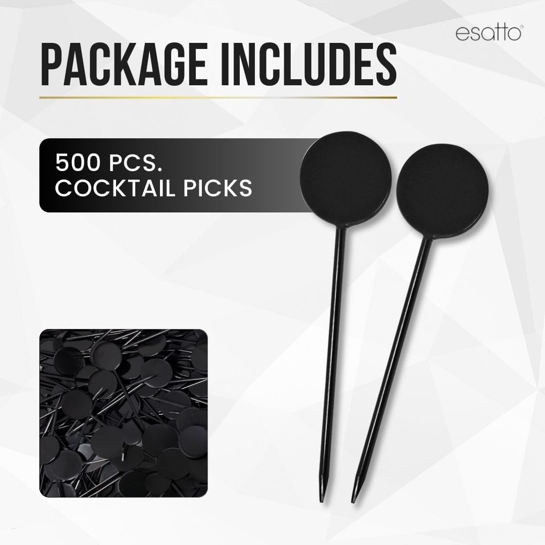 500 Pcs Cocktail Picks Disk Top Prism 7.62cm (3") - Sleek, Stylish Garnish for Cocktails, Perfect Plastic Toothpicks for Appetizers & Drinks, Versatile Fancy Skewers Food Pick for Charcuterie Parties