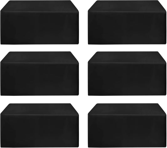 HolidayIdeas Fitted Table Clothes, 6 Pack - 48 x 24 Inch - Black Rectangle Tablecloths for 4 Foot Tables, Fabric Table Cover Protector for Parties, Holiday Dinner, Wedding, Trade Show