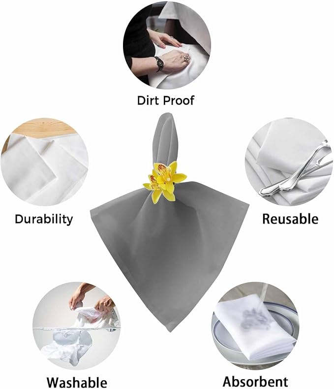 Gray Ombre Cloth Napkins Set of 6 Reusable Dinner Napkins, Modern Abstract Art Cocktail Napkin, Farmhouse Gradient Washable Table Napkins for Wedding/Holiday Party/Baby Shower 20"x20"