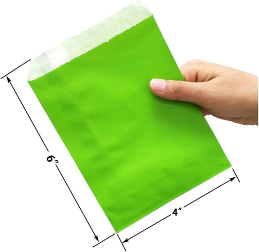 AZOWA Assoted Color Paper Treat Bags 6 x 4 Assoted Color Paper Candy Bags for Candy Buffet (100 CT, 6 x 4 IN)