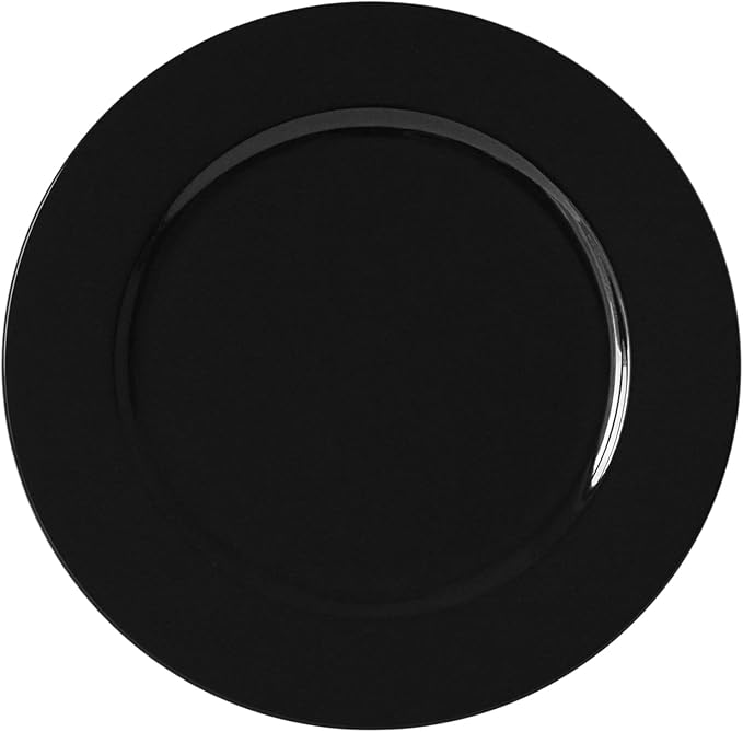 13inch Round Plastic Charger Plates,Set of 8,Charger Plates for Dinner,Wedding,Party,Event Decoration. (Metallic Black) …