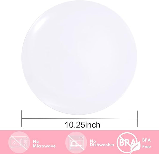 Hioasis 100pcs White Plastic Plates - 10.25 inch White Disposable Dinner Plates,Plastic Dinner Plates,Classy and Elegant Perfect for Wedding & Party