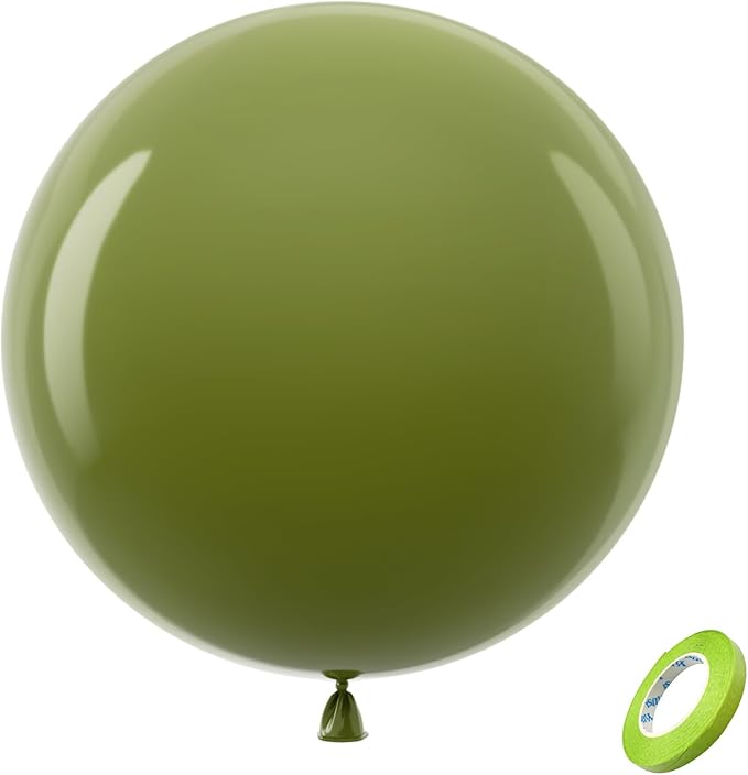 Bezente Sage Green Giant Balloons 36 Inch - 8 Pack Jumbo Green Balloons Large Round Olive Green Latex Balloons for Birthday Bridal Shower Wedding Graduation Anniversary Safari Jungle Party Decorations