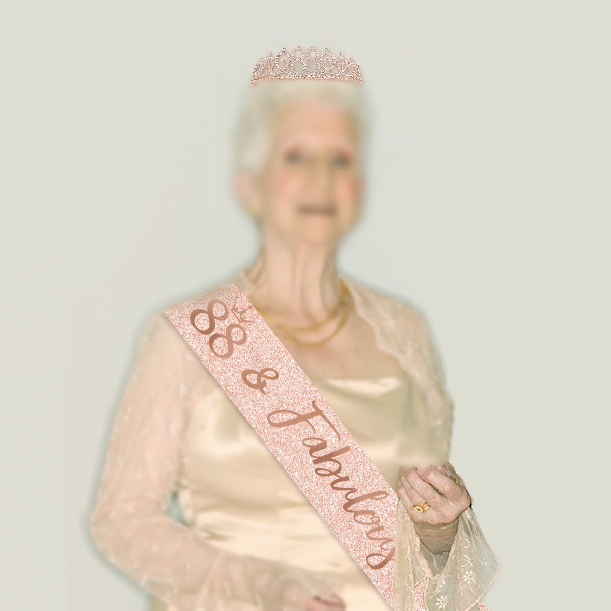 BRT Bearingshui 88th Birthday Tiara and Sash for Woman, Rose Gold Crown for Fabulous 88th Birthday Party Favor Supplies