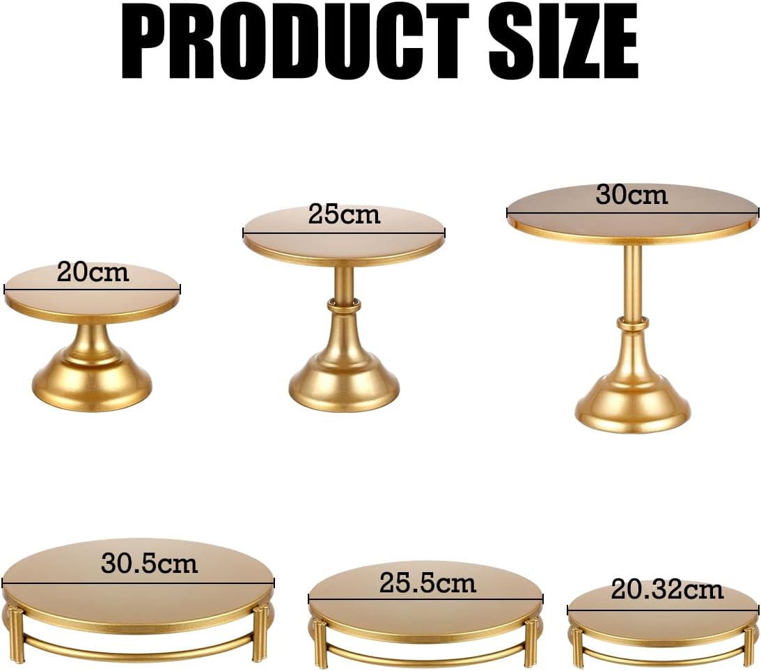 6 Pcs Gold Cake Stand Dessert Stand, Dessert Table Display Set 8/10/12 in Gold Cupcake Stand with Base Metal Dessert Trays or Wedding, Birthday, Party Decorations