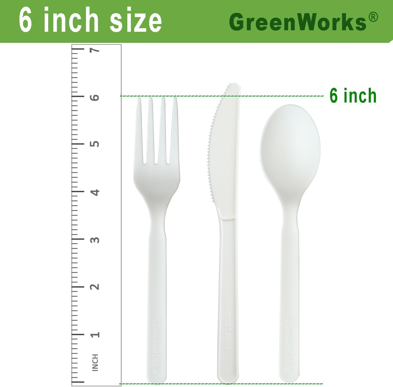 GreenWorks 1000 Count 6" Compostable Spoons,BPI Certified,Bulk Cutlery Utensils Spoon
