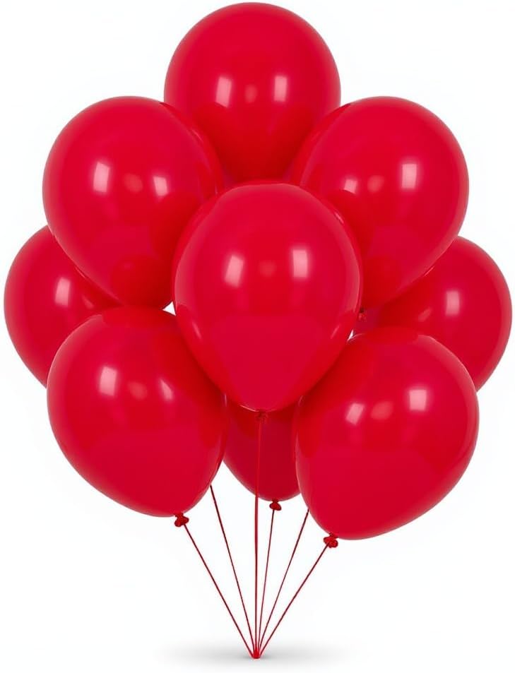 50 Pack 12 Inch Red Latex Balloons for Party Decorations, Thick Premium Balloons for Birthday, Valentine’s, Proposal, Holiday, Photo Backdrop, Arch & Garland, Air or Helium