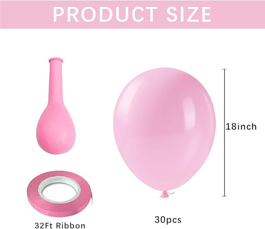 18 inch Big Light Pink Balloons - 30Pcs Globos Rosa Pastel Pink Latex Ballons Large Princess Baloons Party Decorations for Birthday Wedding Bridal Shower Bachelorette Gender Reveal Halloween Summer