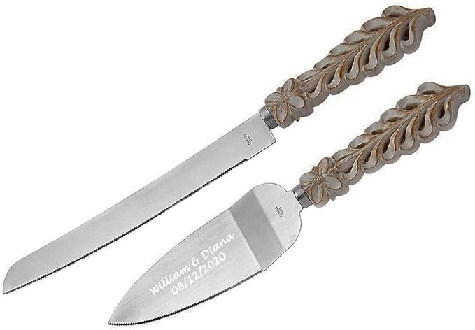 GIFTS INFINITY Personalized Wedding Cake Knife and Server Set with Engraving – Cake Cutting Utensil Set, Keepsake Gift for Wedding, Anniversary, Reception, Birthday & Other Occasions (BO-101)