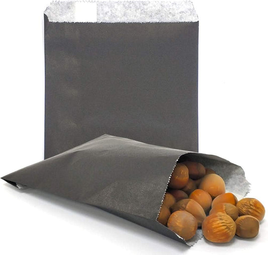 AZOWA Candy Buffet Bags Black Color 6 x 9 In Large Paper Treat Bags Pack of 100
