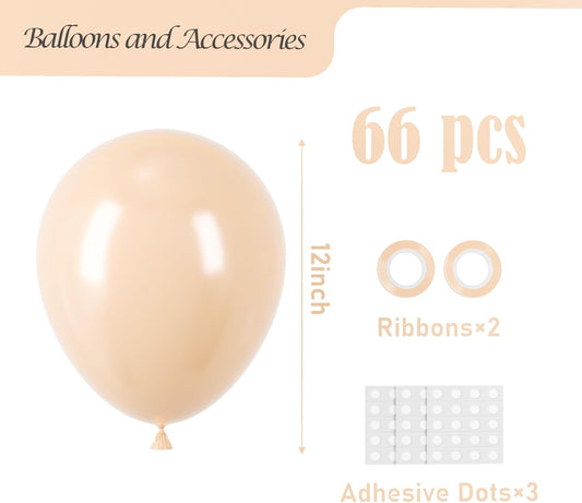 Blush Balloons, 66pack 12inch Nude Latex Party Balloons for Graduation, Wedding, Birthday, Bridal Shower, Baby Shower, Boho Theme Party, Anniversary Party Decorations