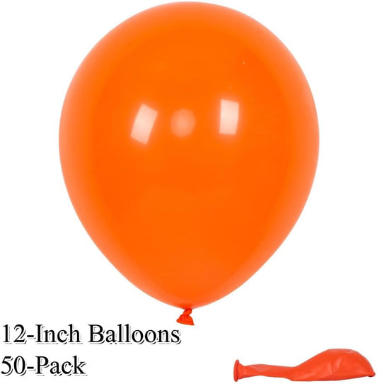50 Pack 12 Inch Pumpkin Orange Latex Balloons for Halloween Party Decorations, Thick Premium Balloons for Fall Harvest, Birthday, Trunk‑or‑Treat, Arch & Garland, Air or Helium